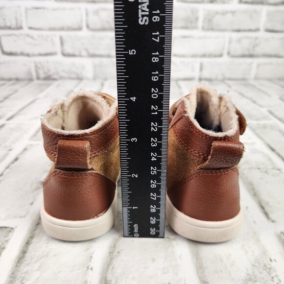 UGG Rennon II High Top Kids Sz 6 Brown Leather Suede Lined Sneaker Boot - Picture 5 of 11